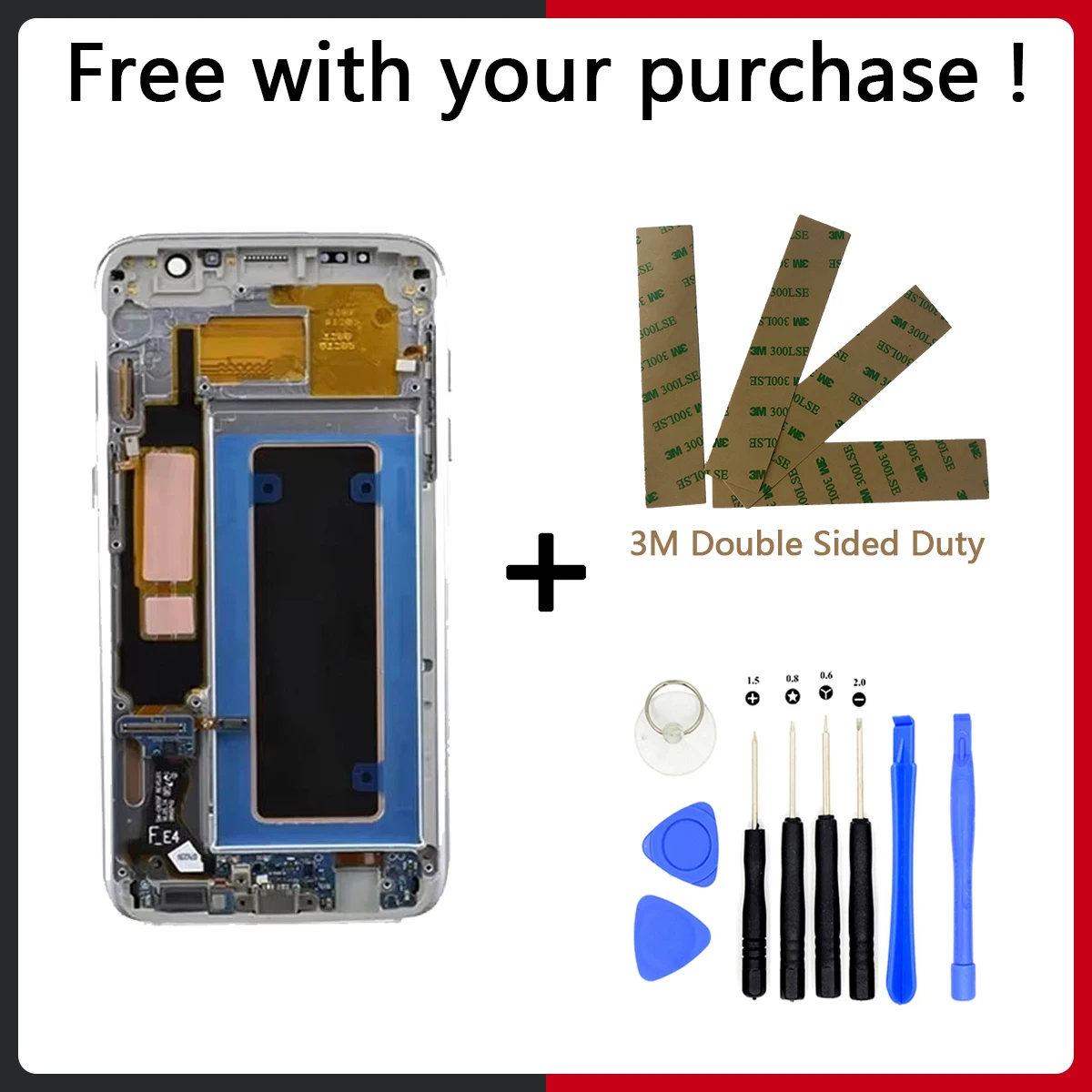 Super AMOLED LCD For Samsung Galaxy S7 Edge G935 G935F SM-G935FD LCD Display Touch Screen With Burn Shadow+Back Cover With Tools