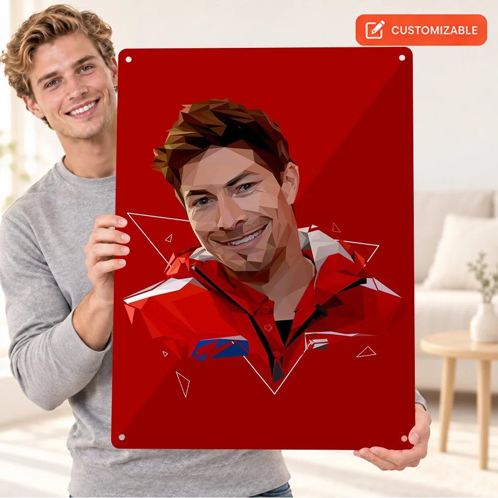 Nicky Hayden Textured Metal Poster Customized Aluminum Sign Geometric Portrait Wall Art For Home Garage Racing Enthusiast Gift