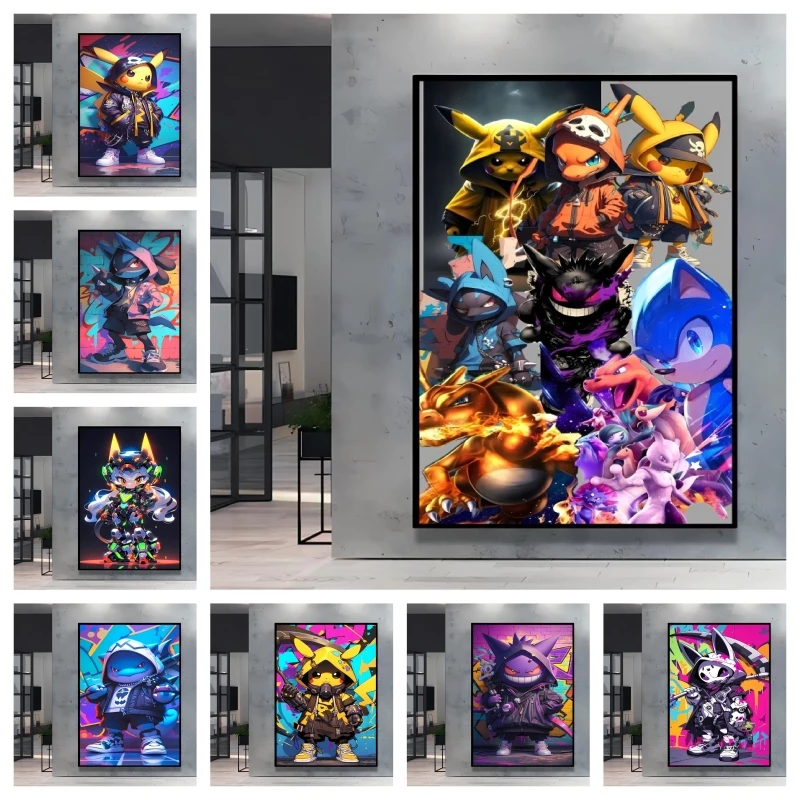 

Cool Anime Pokemon Gengar Charmander Wall Painting High Quality Printing Vivid Colors Adds Unique Charm To Living Room Bedroom