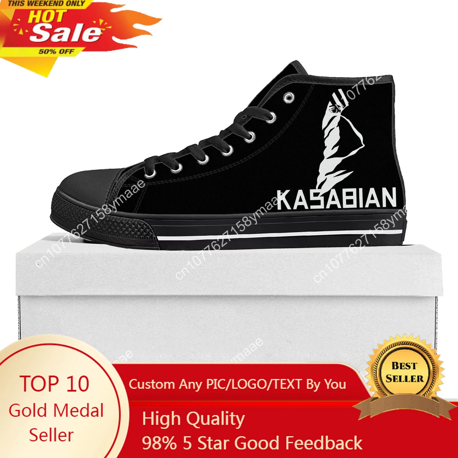 

Kasabian Rock Band High Top High Quality Sneakers Mens Womens Teenager Canvas Sneaker Casual Custom Made Shoes Customize Shoe