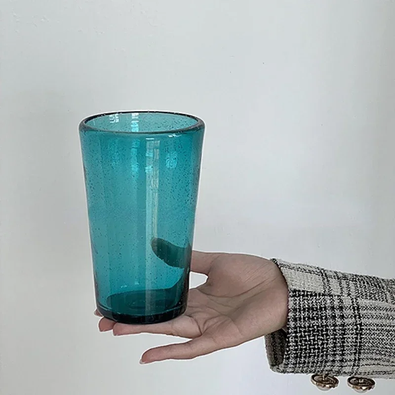 Green Milk Water Cup Bubble Mug  Wine Glasses Transparent Bubble Tea Cup Coffee Drinkware Dessert Cup