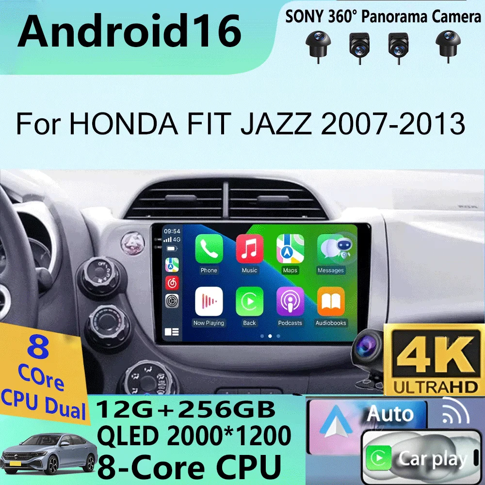 

Автомагнитола Android 16 с Carplay и Auto для HONDA FIT JAZZ 2007-2013, GPS-стереосистема 2DIN, головное устройство с 5G+WIFI