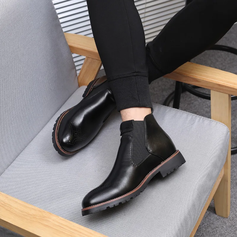 High Top Work Ankle Boots for Men Autumn Winter Korean Big Size Fashion Casual New Designer Fashion Leather Boots Man