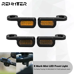 Mini señal de giro LED para motocicleta, luz ámbar de 12V E Mark para Harley Softail Touring Road King, FLTRX, FLHT, FLHX, 14-23, Softail 16-17