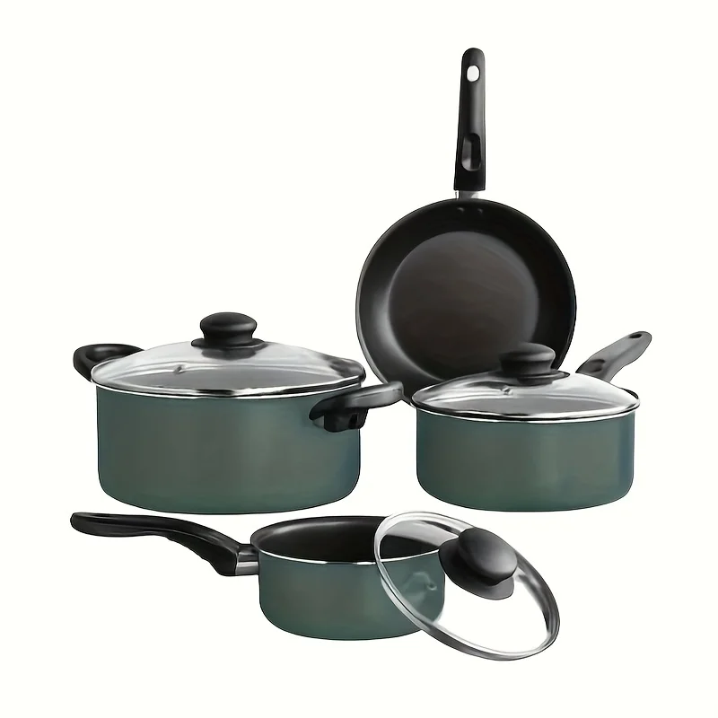 7-piece 7-Piece Green Aluminum Non-Stick Cookware Set: Lightweight & Dishwasher Safe for All Skill Levels