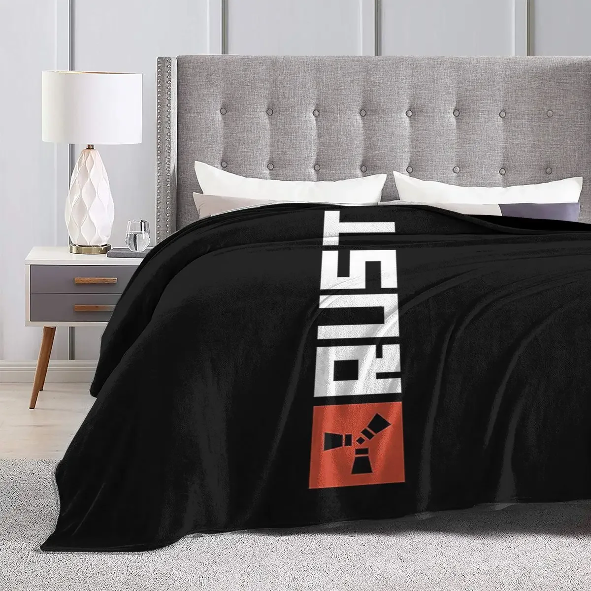 Rust Game Logo Blanket Soft Warm Flannel Throw Blanket Cover for Bed Living room Picnic Travel Home Couch