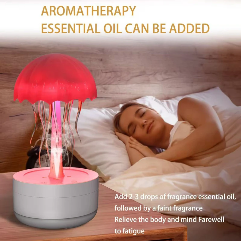 New Aromatherapy Jellyfish Humidifier Automatic Rotating Colorful Night Light Home Fog Humidifier Penetration