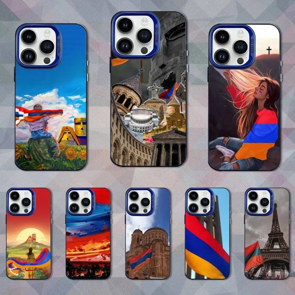 

Armenia Flag ART Phone Case For iPhone 16,15,14,13,12,11,Mini,Pro,SE,XS,MAX Blue Matte Silicone Cover