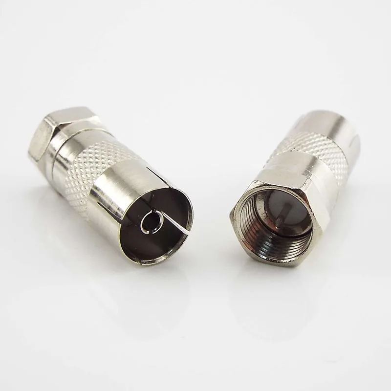 Nickel-plated F Type Male Plug Connector Socket to RF Coax For TV Aerial Female RF Adapter Adaptors C6