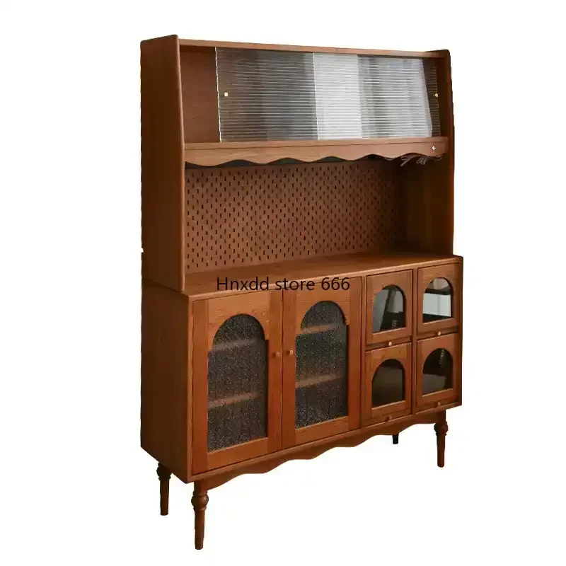 Side Cabinet Retro Cherry Wood Wine Water Cabinet Caramel Restaurant Storage Cabinet