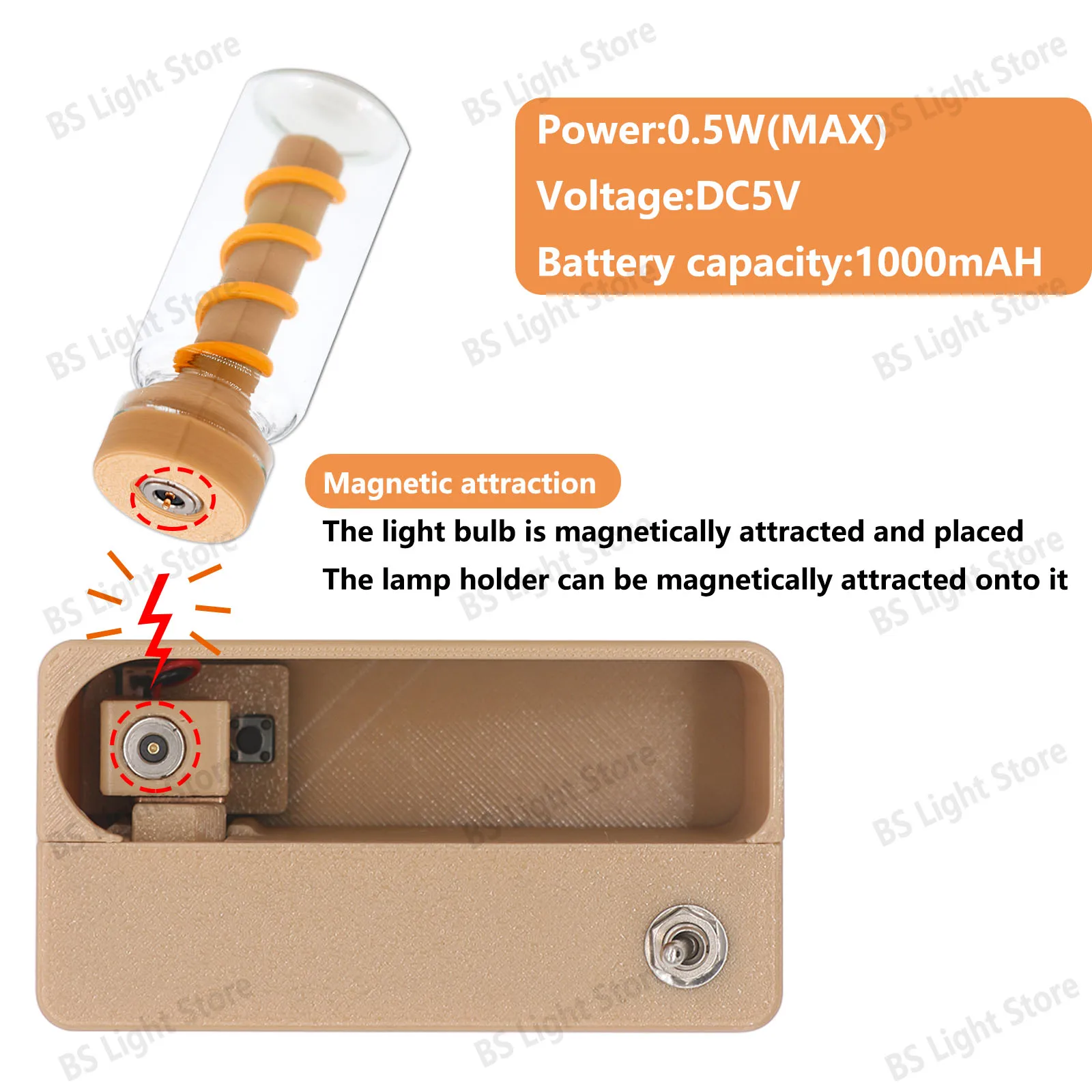 Lampka nocna 5V Ręczny, mechaniczny, elastyczny przełącznik, żarówka magnetyczna, lampa ssąca, reflektor, wystrój pokoju, ciepła biel