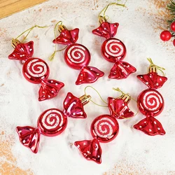 6Pcs/Box Christmas Candy Hanging Ornament Candy-shaped Christmas Ball Pendant Xmas Tree Decor Navidad New Year 2025