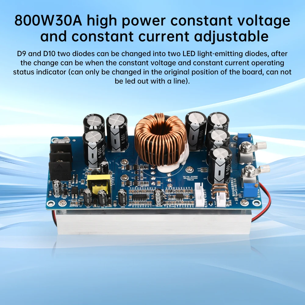 800W DC-DC Adjustable Step-down Power Module 20V-70V to 2.5V-58V 20A Non Isolated Step-down Power Board