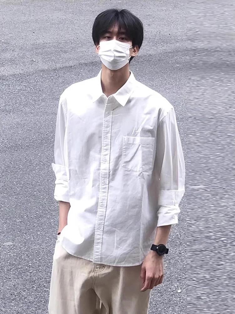 

Youthful Sle Men's Long Sve White irt Inner Wear Workwear Jaet Stand Fit Spring Season Pure Color arp Collar
