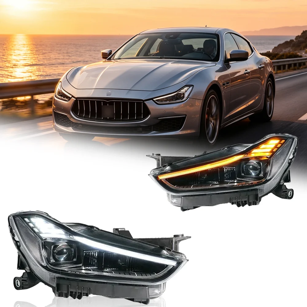 

Фары TYPY для Maserati Ghibli 2014-2019, обновленные до версии 2023 года, светодиодные фары с динамическим указателем поворота, стоп-сигналом и DRL, автомобильные аксессуары