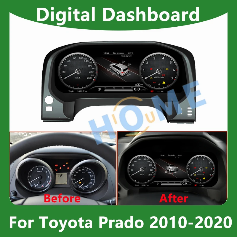 Digital Dashboard counter Panel Virtual Instrument Cluster CockPit LCD Speedometer For TOYOTA Prado 2010 - 2020