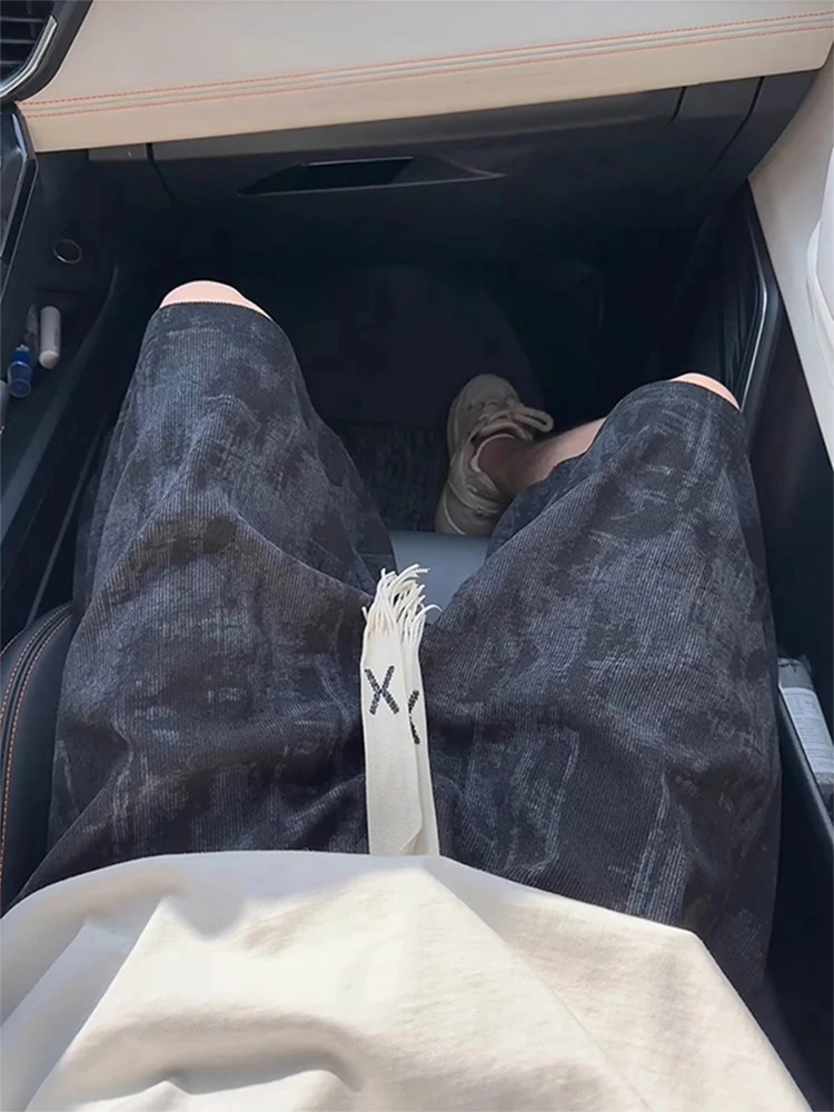 

Retro American Dyed Black Men's Shorts Summer Outdoor Wear Youthful Handsome Pants Casual Sports Five-Point Pants