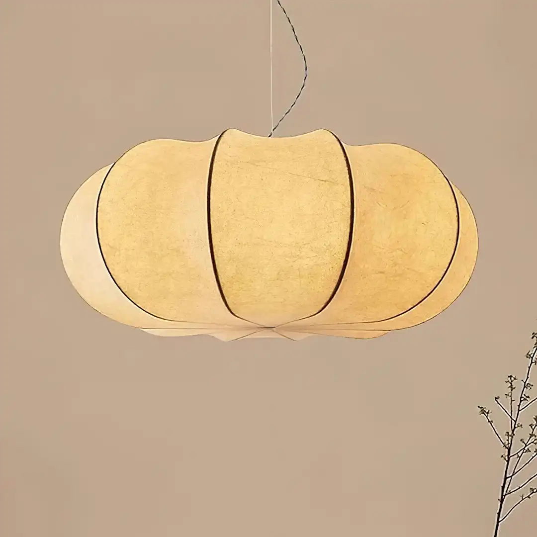 Wabi Sabi Silk Pendant Lamp Japanese Style Hanging Light for Bedroom Living Dining Room Kitchen Island Creative Lighting Fixture