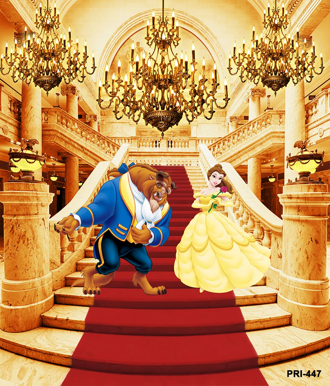 Beauty and Beast Backdrops for Photography Red Curtain Party Background Castle Cartoon Bella Birthday Backdrop Decoration