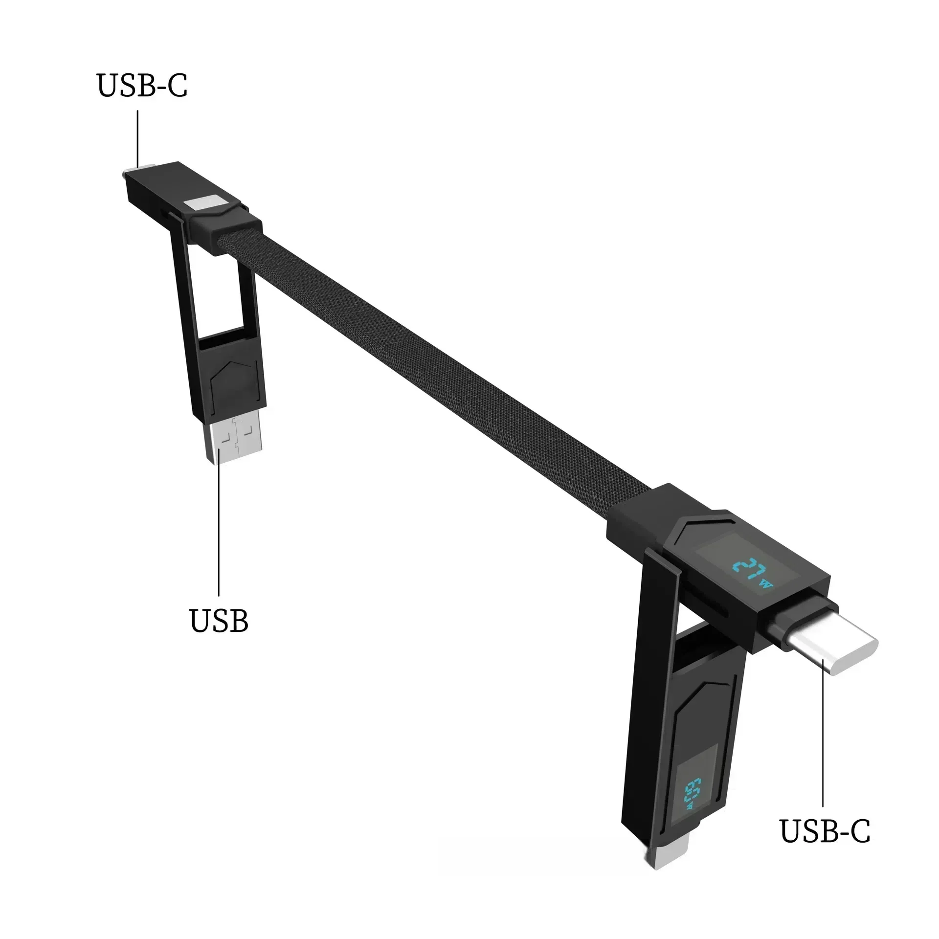 

4in1 PD65W digital display data cable fast charging data cable cable keychain lanyard real-time digital display