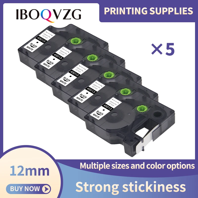 1~5PK 45013 D1 Label Tape Use For Dymo LabelManager LM 160 220 280 260D Label Maker D1 Tape 45010 45023 45024 45021 12mm Ribbon