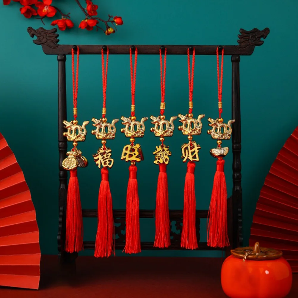 

6 Pcs Dragon Car Pendants Resin Decor 2024 Year of The Dragon Spring Festival Hanging New Year Chinese Style Garden nament