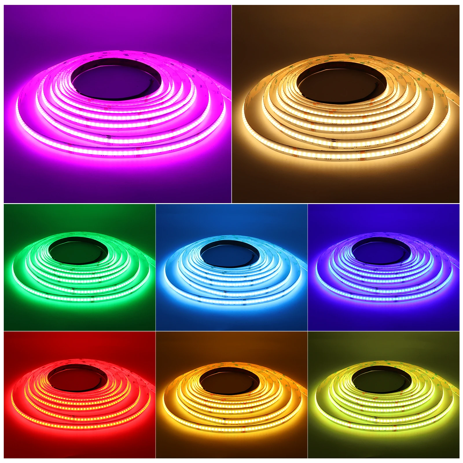 Dimmable LED Strip Light para iluminação interior, RGBW, fita COB, iluminação linear, alta densidade, RGB + 3000K, flexível e colorido, 24V