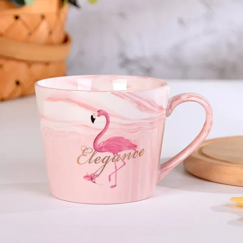 1pc Flamingo Marble Print Coffee Mug Ceramic Coffee Water Tea Cups Summer Winter Drinkware Wedding Birthday Mother‘s Day Gifts