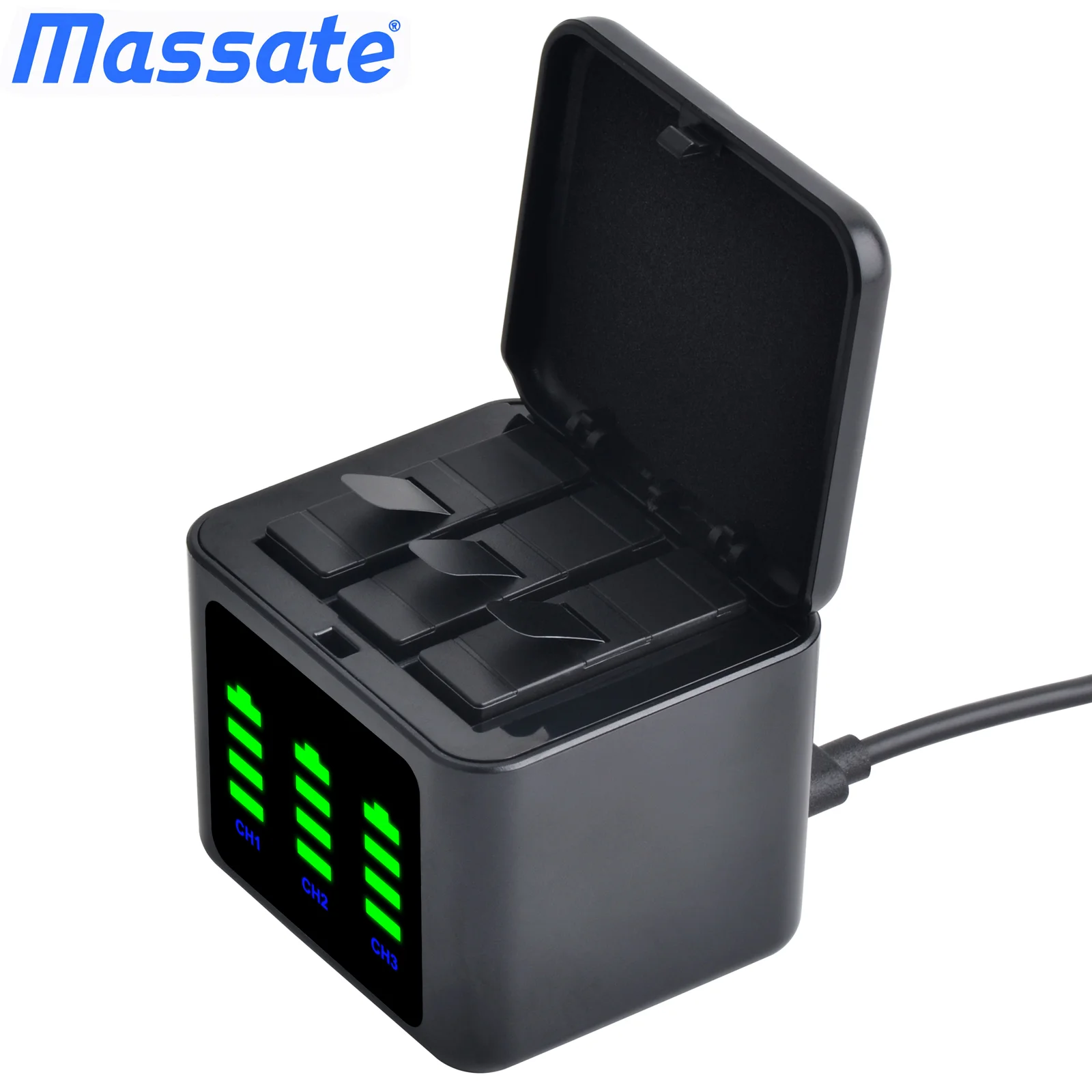 

Massate Portable Battery Charger 3 Slots Fast Charging for GoPro Hero 13 Battery GoPro Hero 13 Black Action Camera Accessories