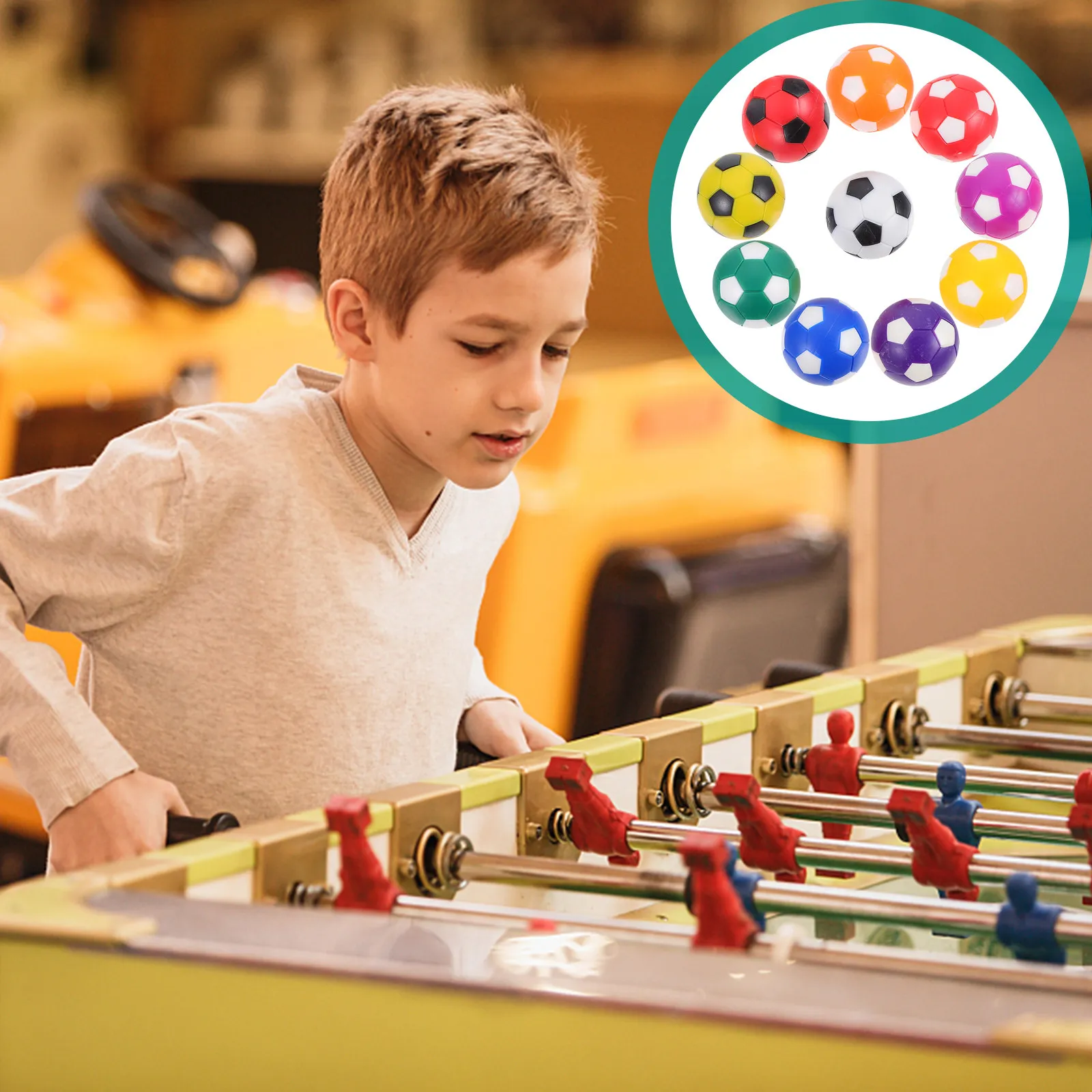 

10 шт. пластиковых мячей для настольного футбола, разноцветные аксессуары для мини-футбола, стандартный размер для стандартного настольного футбола