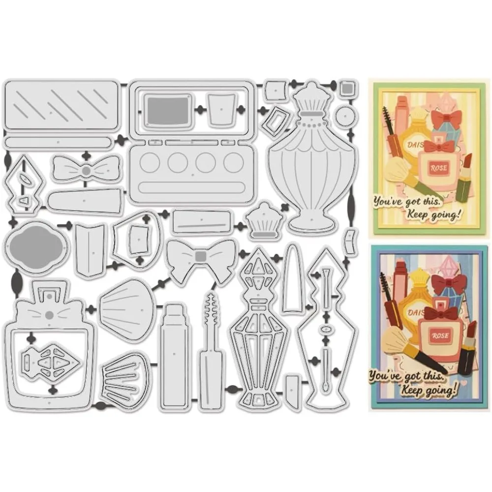 Make-up-Themen-Stanzformen aus Kohlenstoffstahl für DIY-Scrapbooking, Fotoalbum, dekorative Prägung, Papierkarten, Parfümflaschen
