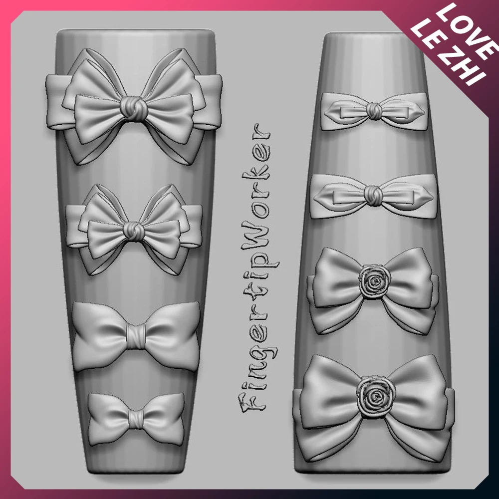 

Rose Bowknot Bow Tie 3D Acrylic Nail Art Decorations Mold Diy Silicone Stamping Plates Nails Products Reusable Mold Accessories