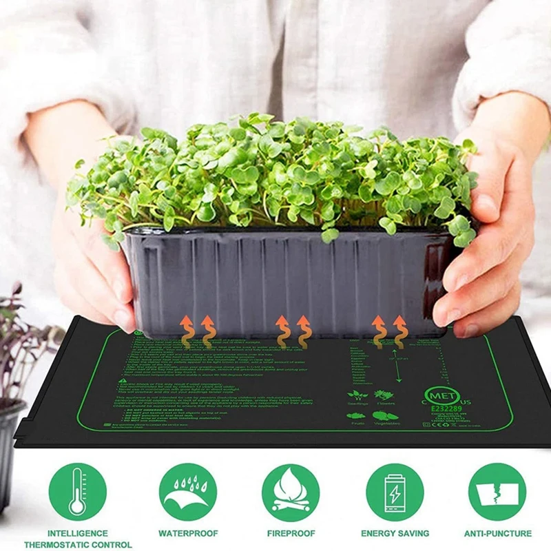 Heat Mat 50W Seedling Heat Mat With Thermostat With Temperature Setting From 5℃ To 42℃ For Plants Growth,Germination EU Plug