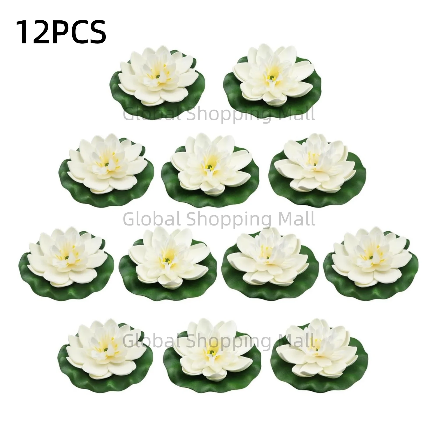 

12pcs Floating Foam Lotus Flowers with Lily Pads Artificial Pond Plants Ornaments for Pool Aquarium Water Decoration