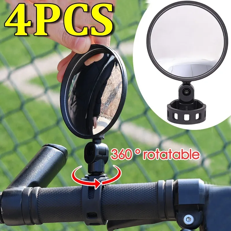 

1-4PCS Bicycle Rearview Mirror Handlebar Mount 360 Rotation Adjustable Bike Wide Angle Modified Convex Mirrors Reflector Parts