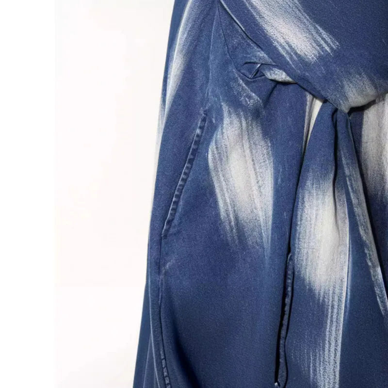 ANJY Primavera Autunno Nuove Donne Tie-Dye Orlo Frange Elegante Vita-Cravatta Design Gonna di Jeans Ins Allentato Alla Moda Elegante Gonne A17515