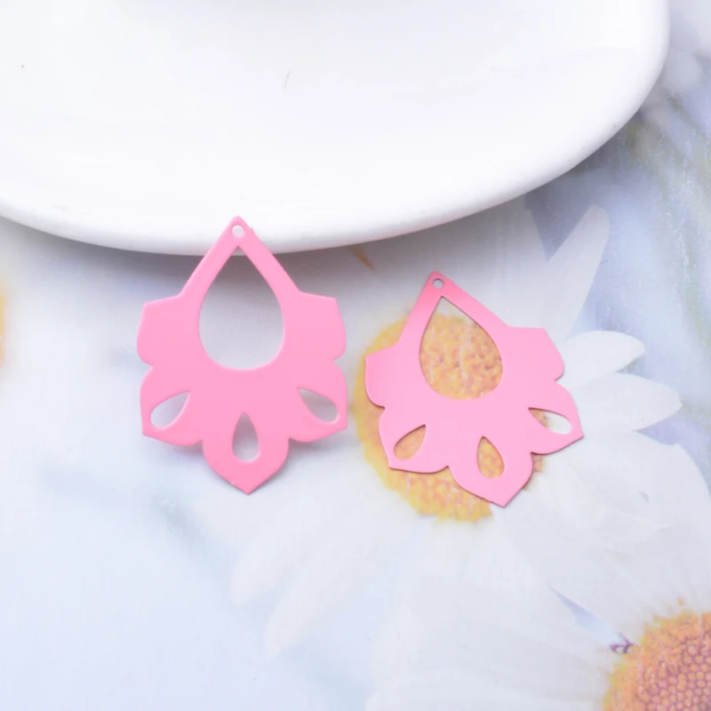 30 Stück AD3643 Messing-Lackierte Blumen-Tropfenanhänger für DIY-Schmuck und Ohrring-Zubehör – Detail 11