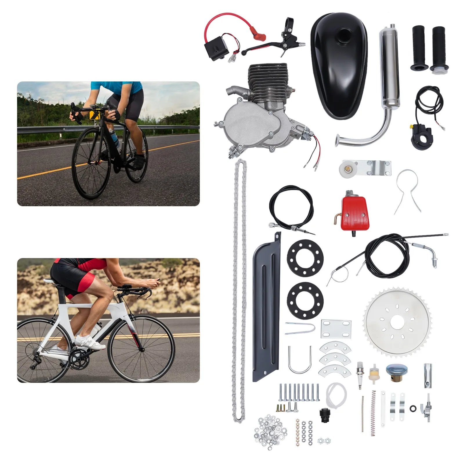 100cc مجموعة محرك الدراجة 2 السكتة الدماغية محرك الغاز عدة الدراجة البنزين دراجة المحرك تحويل كاملة مناسبة لمعظم الدراجات 26 "/28"