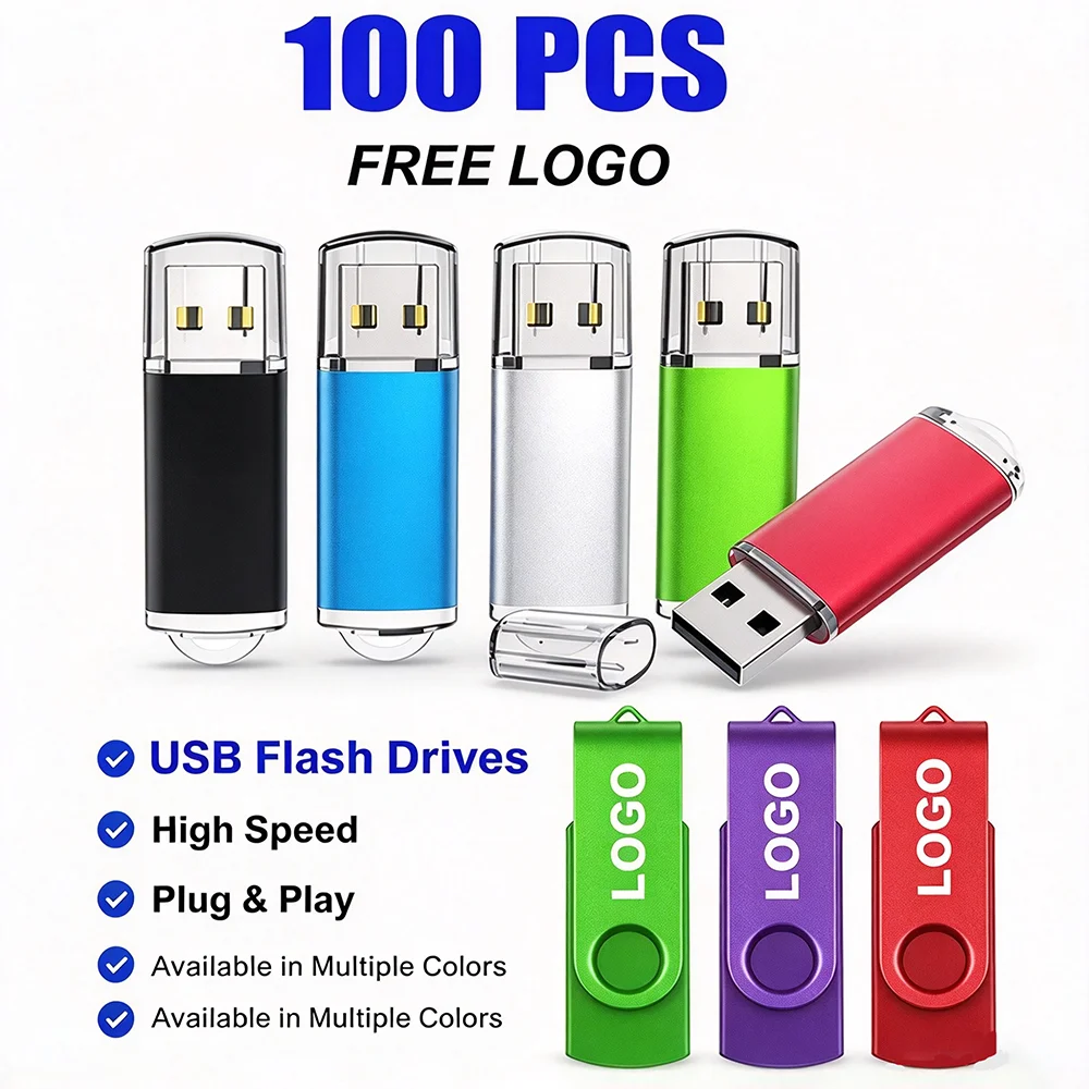 100PCS Custom Flash Drive Pen Drive 1GB 2GB 16GB 32GB 64GB High Speed USB Stick 2.0 Memory Stick Memory Flash Drive Pendrive
