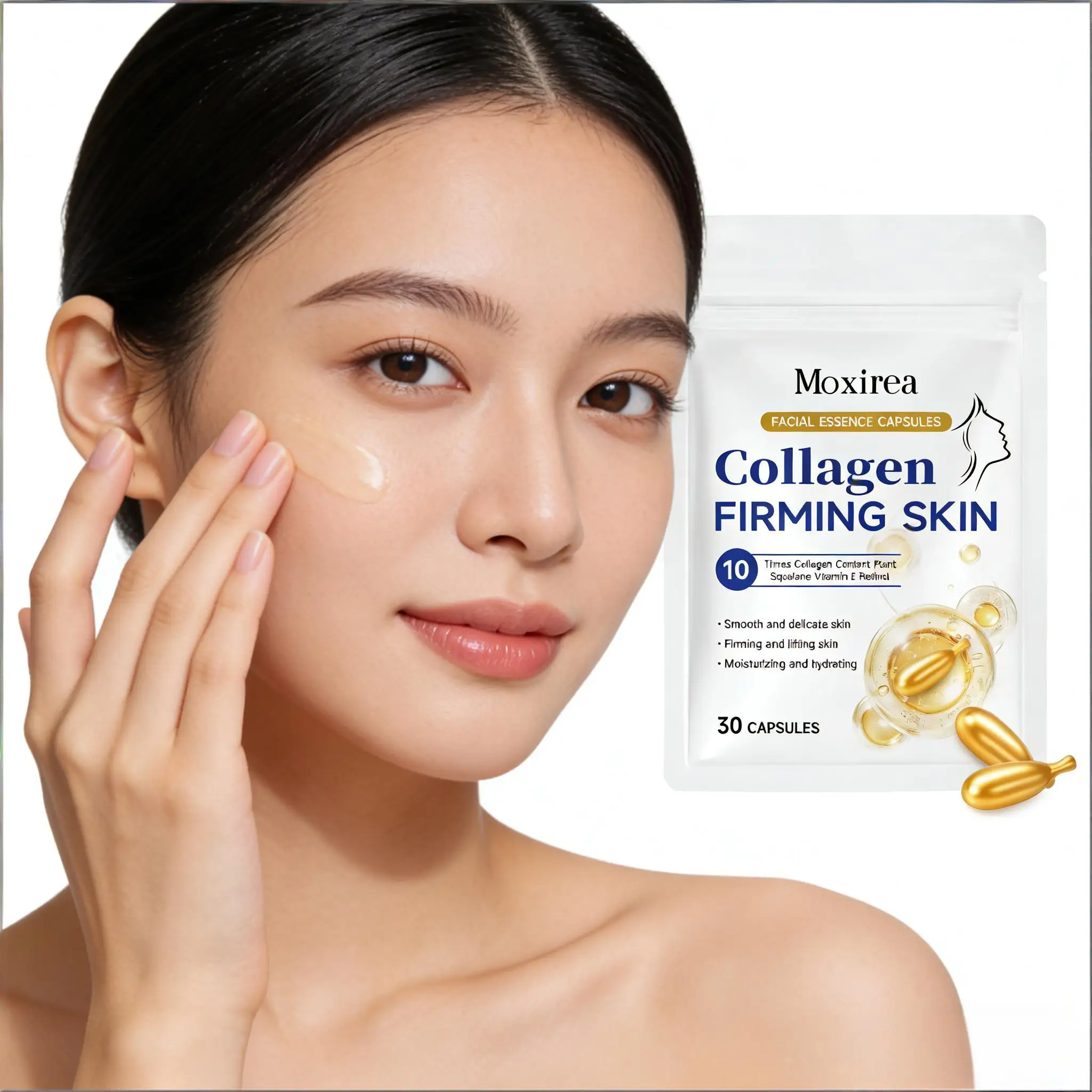 

Collagen Face Moisturizing Essence Brighten Dullness Improve Skin Firmness Shaping Facial Contour Multiple Maintenance Capsules