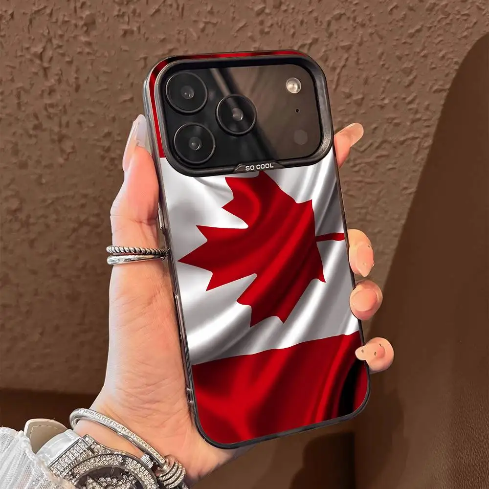 Capa de telefone de viagem com bandeira do passaporte do Canadá para iPhone 17,16,15,14,13,12,11, Pro, Max, Plus, E, Air, Mini capa preta de Tpu