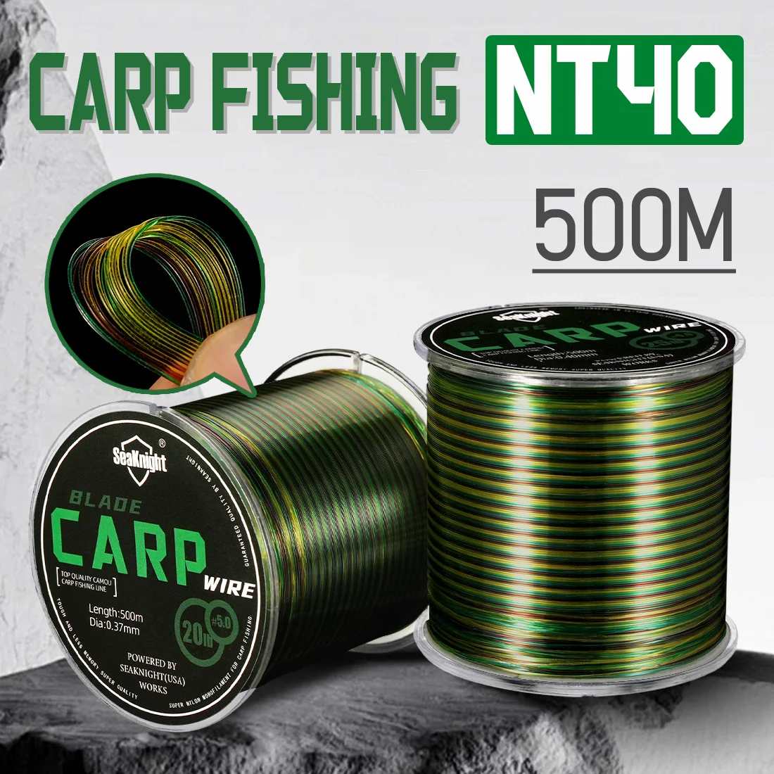 

Бренд SeaKnight BALDE CARP NT40, нейлоновые лески, 500 м, высокопрочная гладкая моно леска, 10-25 фунтов, противоизносная для ловли карпа