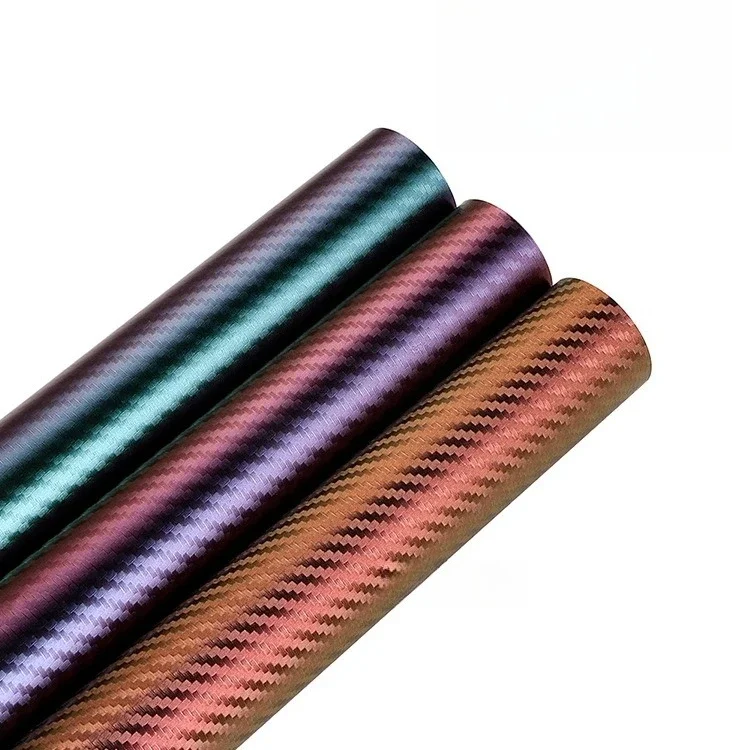 

Chameleon 3D Carbon Fiber Car Wrap Vinyl 30x100cm Color Shift Purple to Green Auto Body Decal Film Self-Adhesive Air-Bubble Free