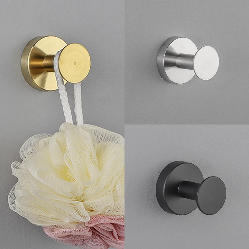 ULA Stainless Steel Wall Hook Door Keys Cloth Coat Hook Bathroom Towel Robe Hanger Hook Adhesive Kitchen Hardware Rack Shelf Bag