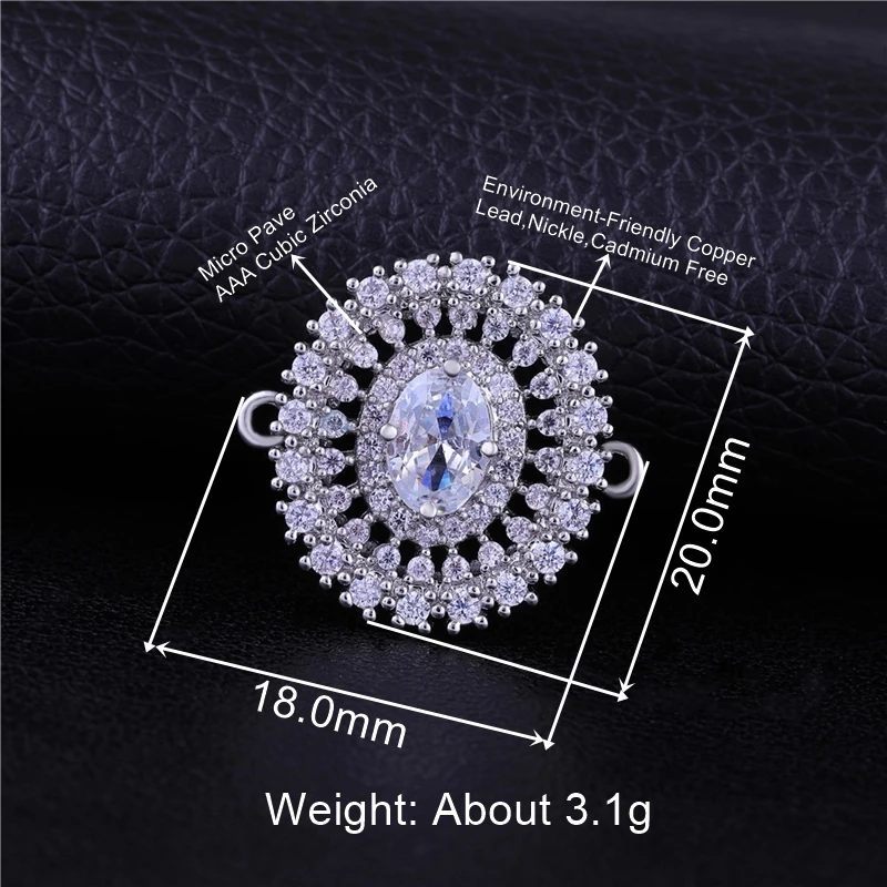 Juya Handmade Micro Pave Zircon 18K Plated Copper Charms Connector Accessories For DIY Women Fashion Decorative Jewelry Making