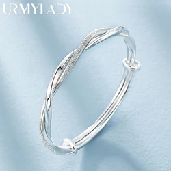Braccialetti originali in argento sterling 925 con tessuto grazioso Braccialetti per gioielli di fidanzamento per matrimoni, feste di moda da donna Misura regolabile