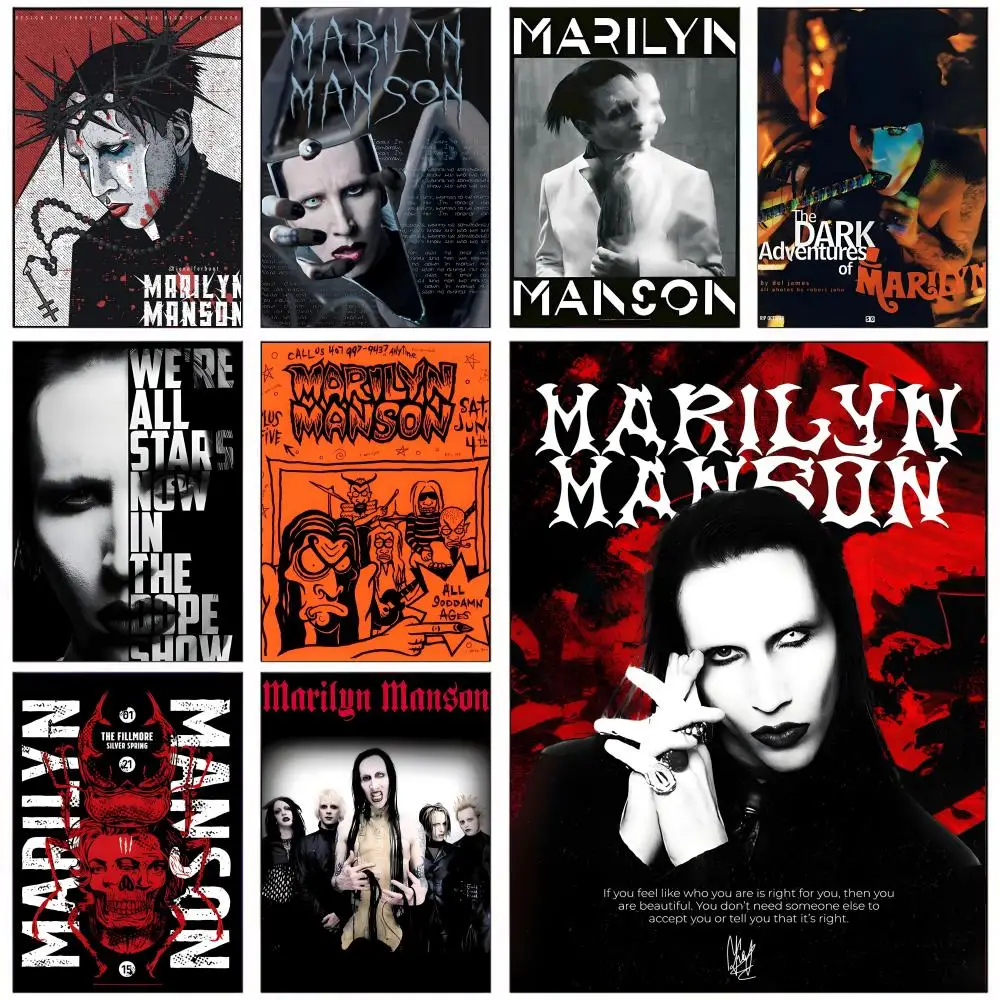 M-marilyn m-manson cantor cartaz removível adesivo de parede auto adesivo arte mural escritório em casa sala de estar sala de jantar decoração da parede