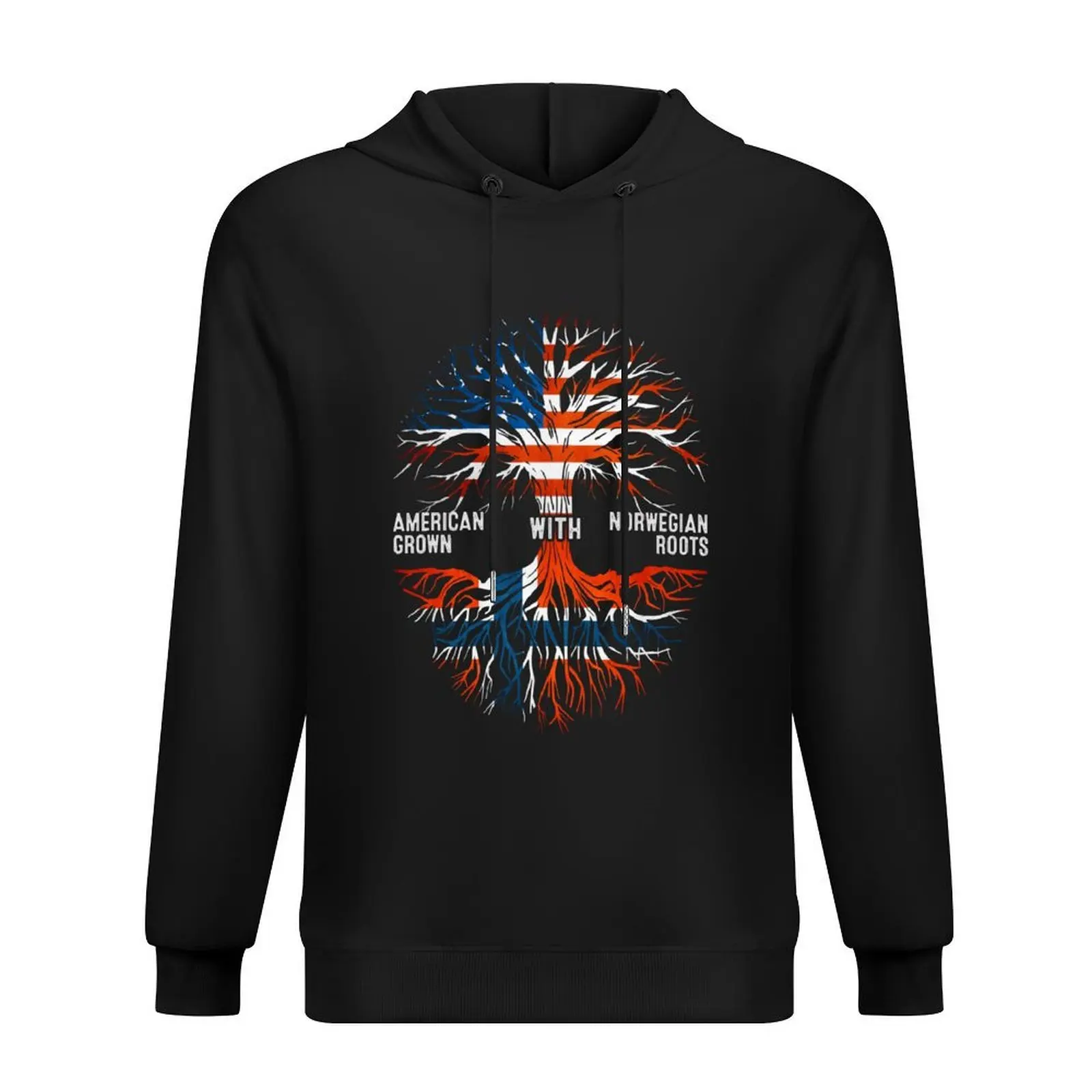 

American Grown With Norwegian Roots Tree Norway Flag Hoodie hooded shirt graphic t shirts men hoodie men
