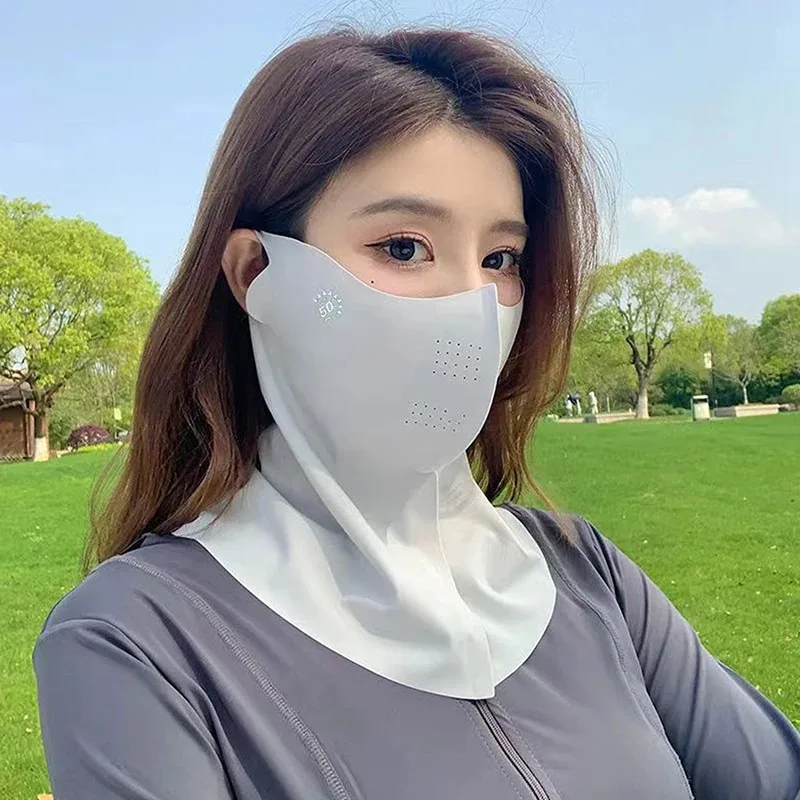 

Women Summer UV Protection Neck Scarf Ice Silk Face Mask Cover Outdoor Wrap Cover Sports Cycling Proof Sunscreen Dustproof veil