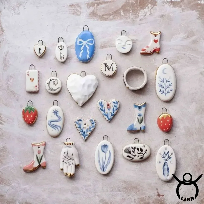 

2025 New Ceramic Stainless Steel INS Colorful Painting DIY Accessories Enamel Necklace Jewelry Making Pendant Accessories